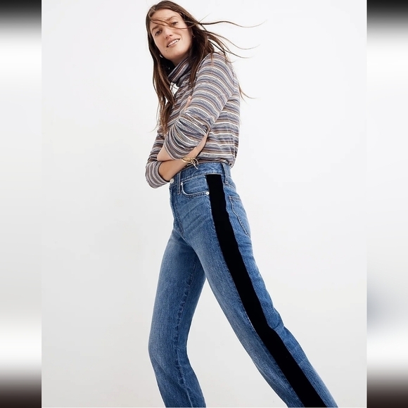 Madewell The Perfect Vintage Jean: Velvet Tux Stripe Addition Jeans Size 26 - Picture 1 of 11